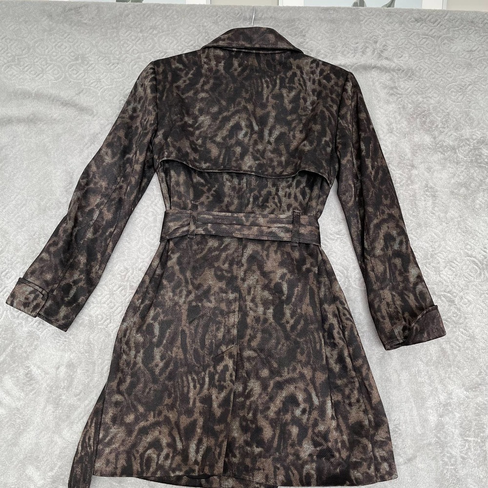 Walter Baker Animal Print Belted Double Breasted Trench Coat Women Size Small - Picture 7 of 10